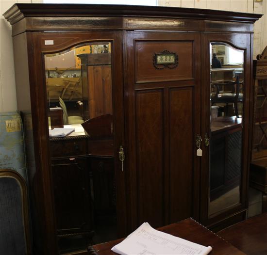 Edwardian inlaid mahogany 3 door wardrobe